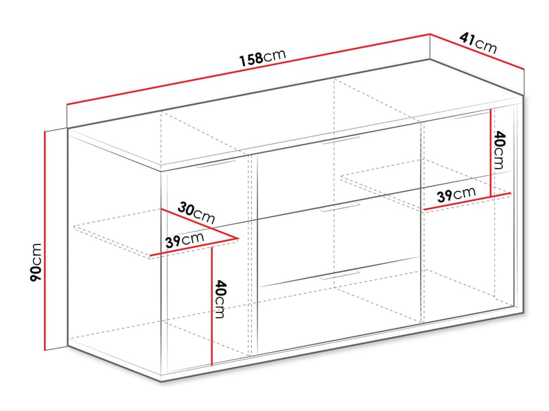 Fonti Rektangulär Skänk 158 cm i Trä - Brun - Förvaring - Förvaringsmöbler - Sideboard & skänk