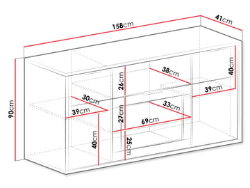 Fonti Rektangulär Skänk 158 cm i Trä med Glaslucka - Brun - Förvaring - Förvaringsmöbler - Sideboard & skänk