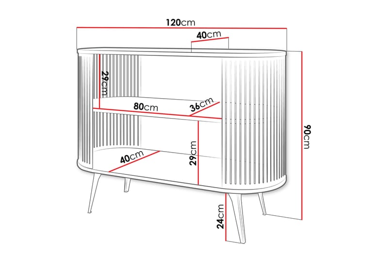 Galia Skänk 120x40 cm - Rosa/Grå - Förvaring - Förvaringsmöbler - Sideboard & skänk