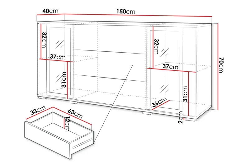 Gamal Skänk 150x40 cm - Brun - Förvaring - Förvaringsmöbler - Sideboard & skänk