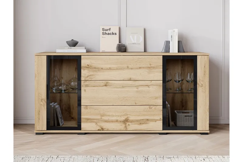 Gamal Skänk 150x40 cm - Brun/Svart - Förvaring - Förvaringsmöbler - Sideboard & skänk