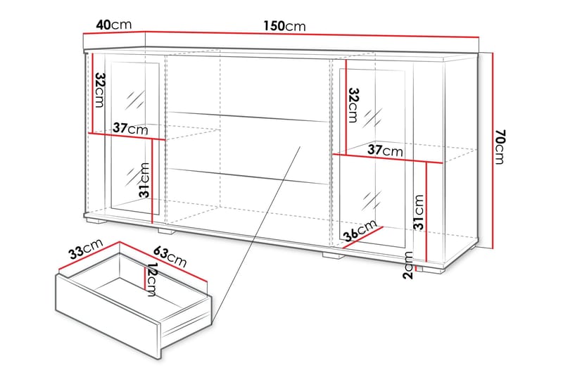Gamal Skänk 150x40 cm - Brun/Svart - Förvaring - Förvaringsmöbler - Sideboard & skänk