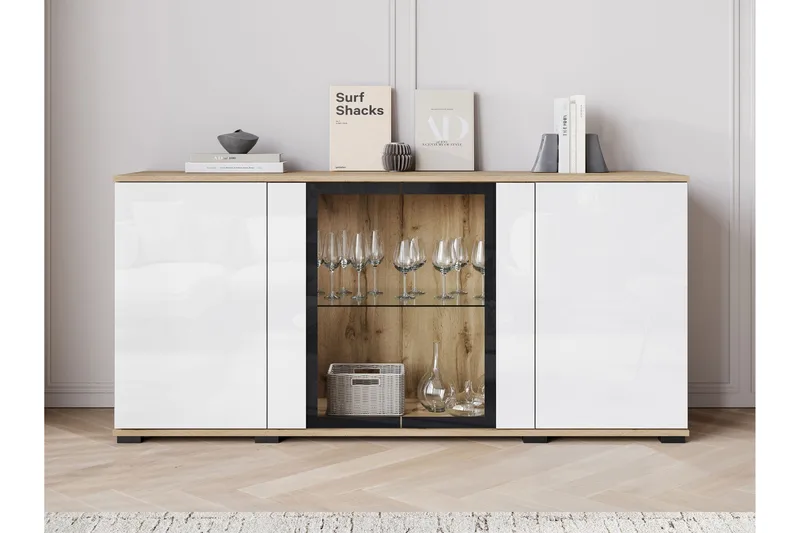 Gamal Skänk 150x40 cm i Trä med Dörrar - Vit - Förvaring - Förvaringsmöbler - Sideboard & skänk