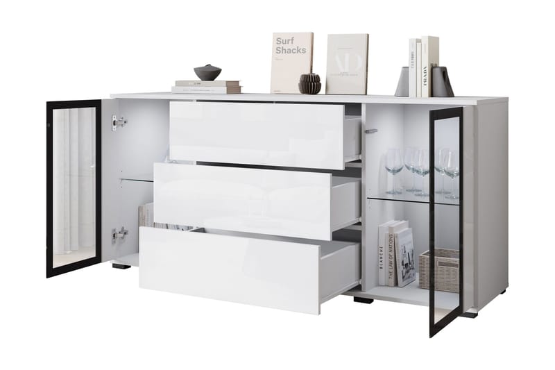 Gamal Skänk 150x40 cm i Trä med Glasdörrar - Brun - Förvaring - Förvaringsmöbler - Sideboard & skänk