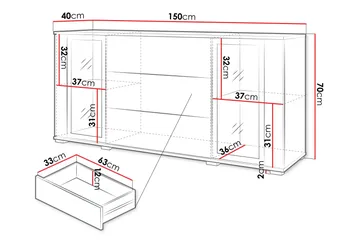 Gamal Skänk 150x40 cm - Svart - Förvaring - Förvaringsmöbler - Sideboard & skänk