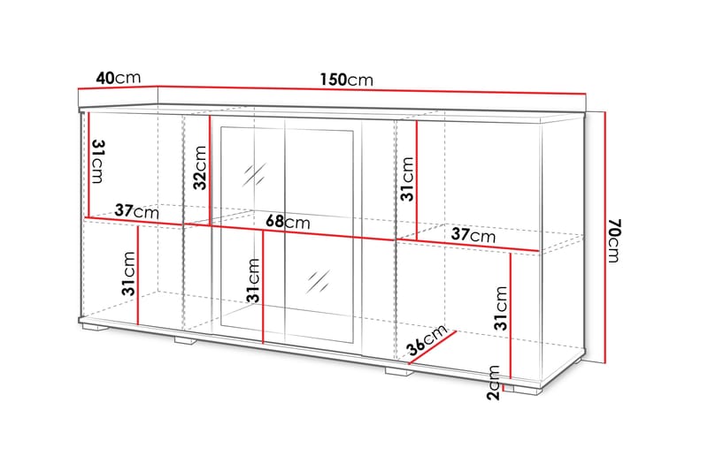 Gamal Skänk 150x40 cm - Svart - Förvaring - Förvaringsmöbler - Sideboard & skänk