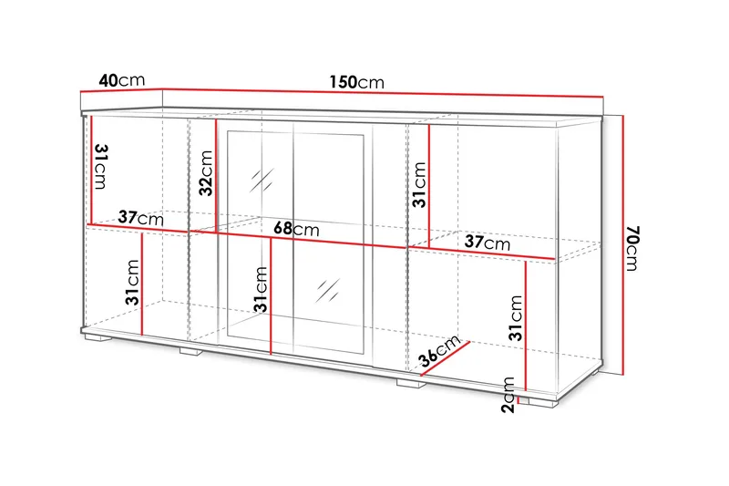 Gamal Skänk 150x40 cm - Vit/Rosa - Förvaring - Förvaringsmöbler - Sideboard & skänk
