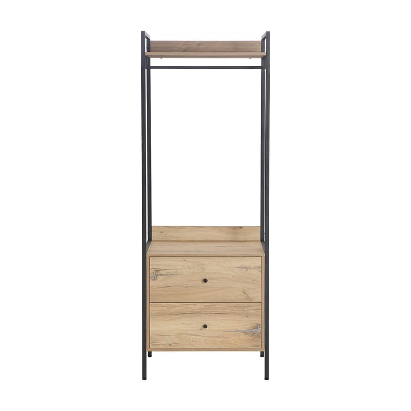 Hallhylla Hannes 64x40x180 cm rustic melamin med lådor - brun - Förvaring - Hylla - Hatthylla