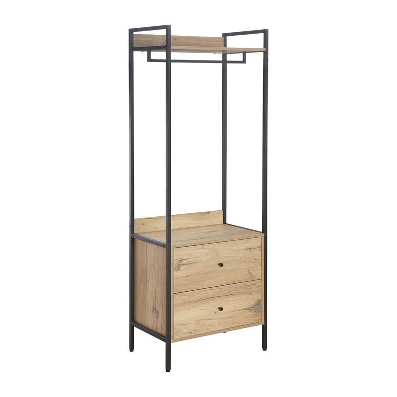 Hallhylla Hannes 64x40x180 cm rustic melamin med lådor, brun