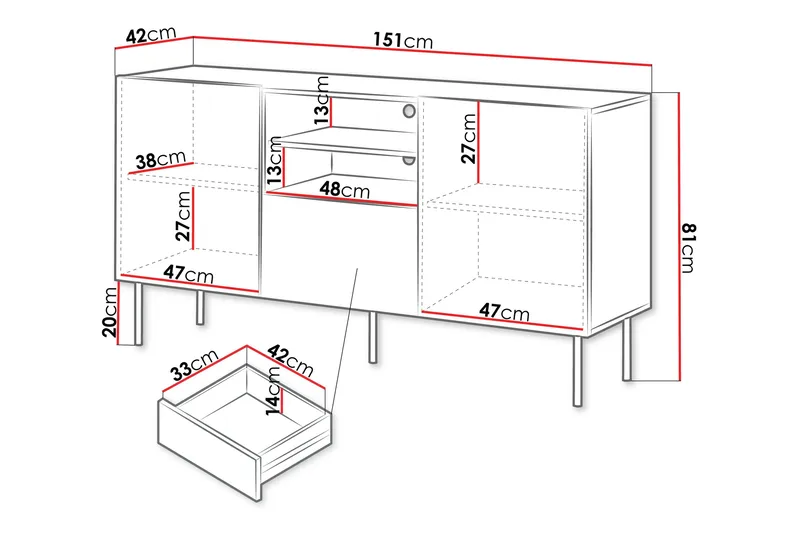 Hammarstrand Byrå 151 cm - Valnöt - Förvaring - Förvaringsmöbler - Byrå