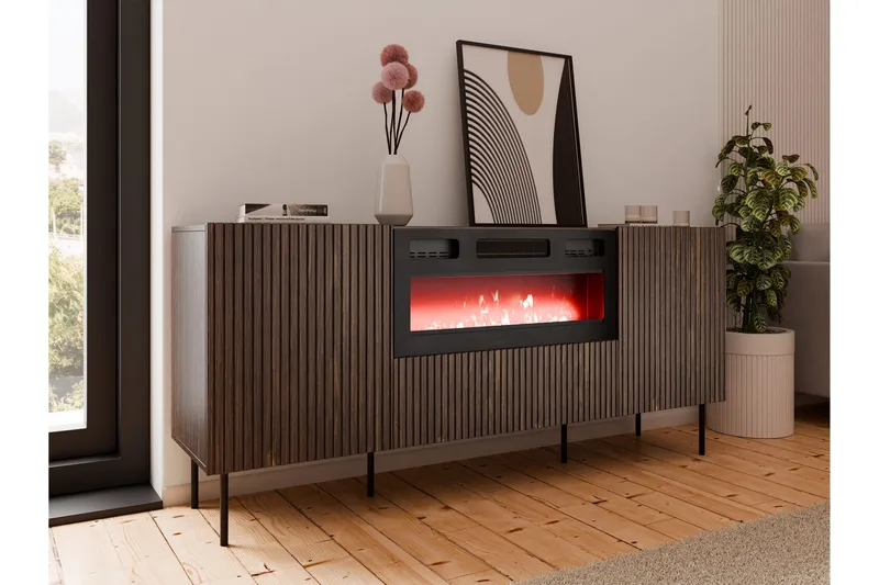 Hammarstrand Byrå 181 cm - Valnöt - Inredning - Kaminer - Kamin utan skorsten - Elkaminer