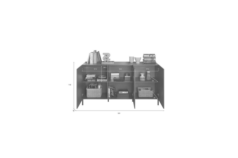 Hawell Skänk 181 cm - Mörkgrå - Förvaring - Förvaringsmöbler - Sideboard & skänk