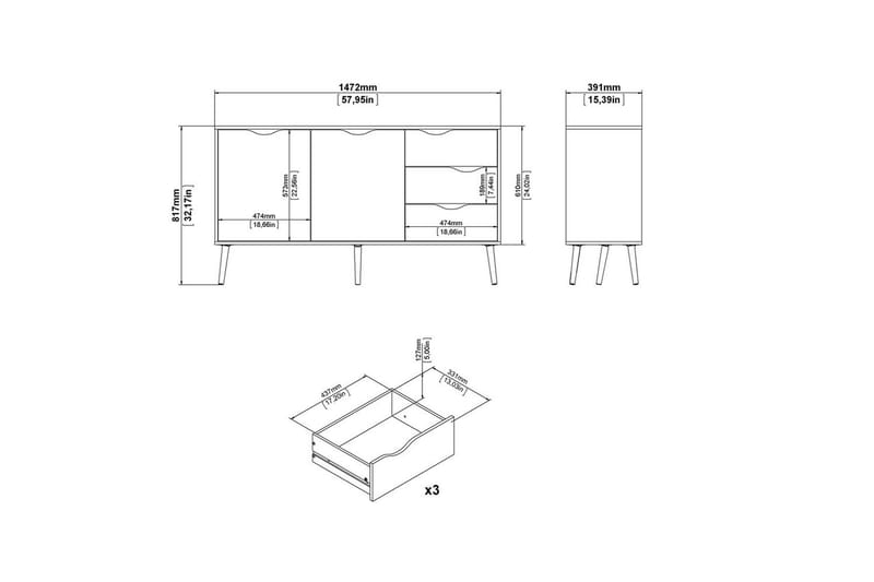 Hostafranc Skänk 147,2x39,1 cm - Natur - Förvaring - Förvaringsmöbler - Sideboard & skänk