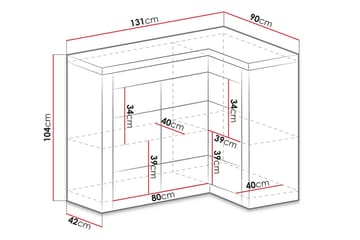 Indianapolis Skänk 131x42x104 cm - Grå/Vit - Förvaring - Förvaringsmöbler - Sideboard & skänk
