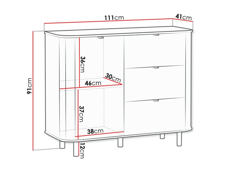 Joriel Skänk 111 cm - Vit|svart - Förvaring - Förvaringsmöbler - Byrå