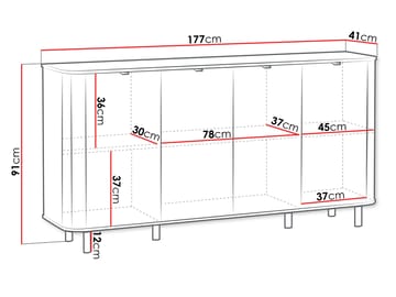 Joriel Skänk 177 cm - Vit|svart - Förvaring - Förvaringsmöbler - Sideboard & skänk