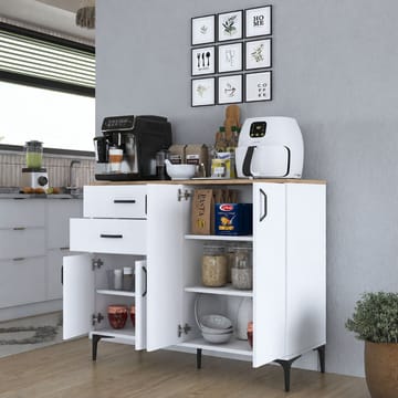 Jornes Multifunktionsskåp 120x98,6x45 cm - Vitt och valnöt - Förvaring - Förvaringsmöbler - Sideboard & skänk