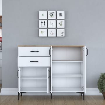 Jornes Multifunktionsskåp 120x98,6x45 cm - Vitt och valnöt - Förvaring - Förvaringsmöbler - Sideboard & skänk