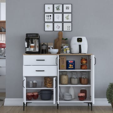 Jornes Multifunktionsskåp 120x98,6x45 cm - Vitt och valnöt - Förvaring - Förvaringsmöbler - Sideboard & skänk