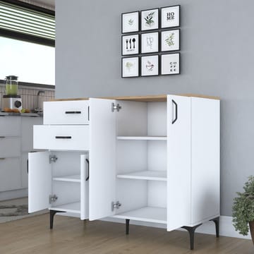Jornes Multifunktionsskåp 120x98,6x45 cm - Vitt och valnöt - Förvaring - Förvaringsmöbler - Sideboard & skänk