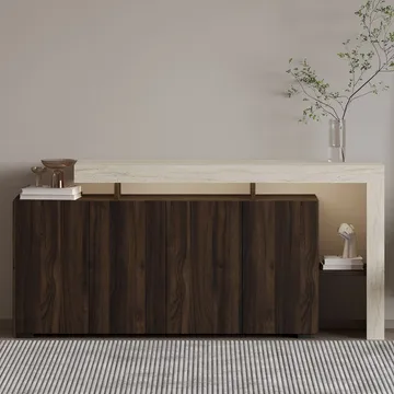 Jurukovo Konsol 170x80x35 cm - Travertine och Walnut - Förvaring - Förvaringsmöbler - Sideboard & skänk