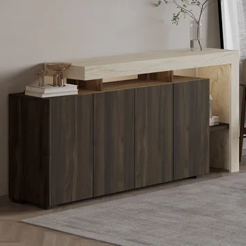 Jurukovo Konsol 170x80x35 cm - Travertine och Walnut - Förvaring - Förvaringsmöbler - Sideboard & skänk