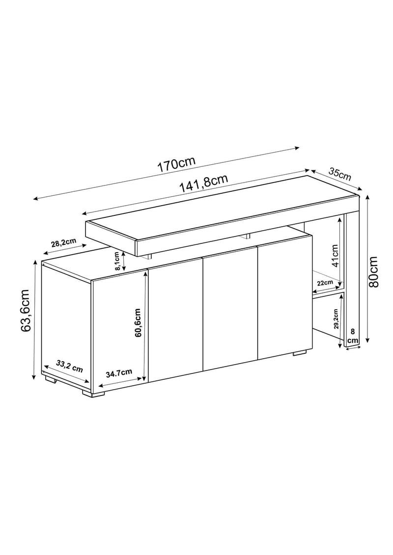 Jurukovo Konsolbord 170 cm - Antracit - Förvaring - Förvaringsmöbler - Sideboard & skänk