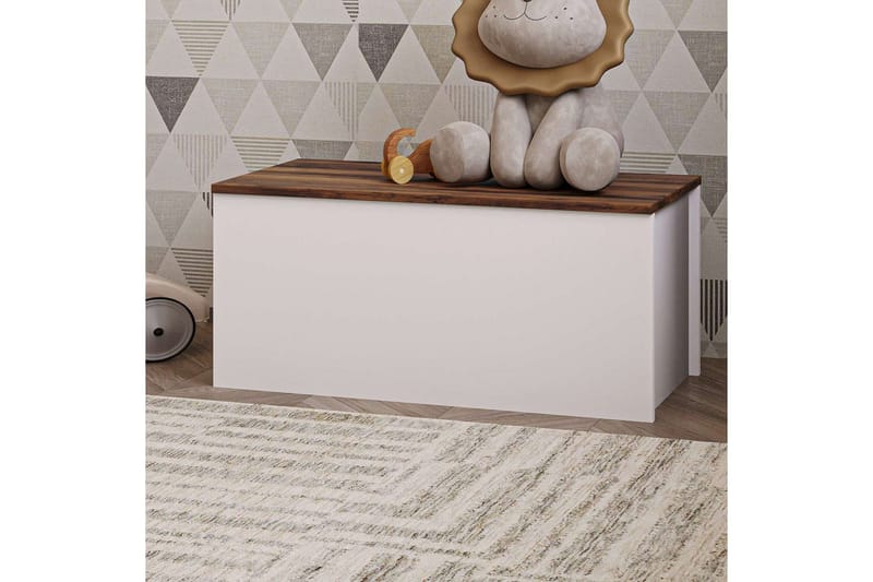 Kamiloba Hörnbyrå 90 cm - Vit/Valnöt - Förvaring - Förvaringsmöbler - Förvaringskista