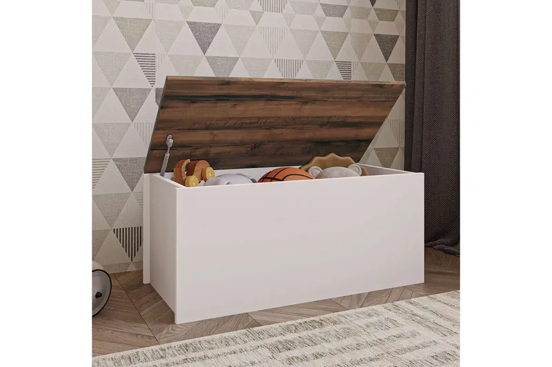 Kamiloba Hörnbyrå 90 cm - Vit/Valnöt - Förvaring - Förvaringsmöbler - Byrå