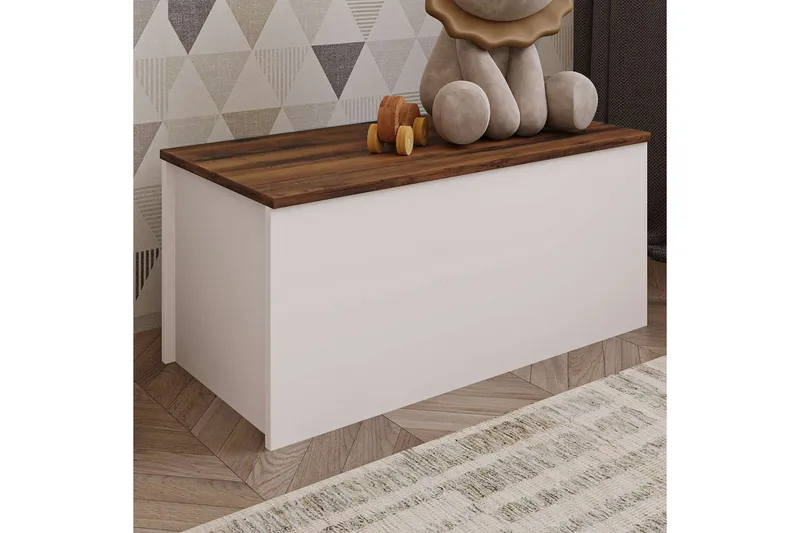 Kamiloba Hörnbyrå 90 cm - Vit/Valnöt - Förvaring - Förvaringsmöbler - Förvaringskista