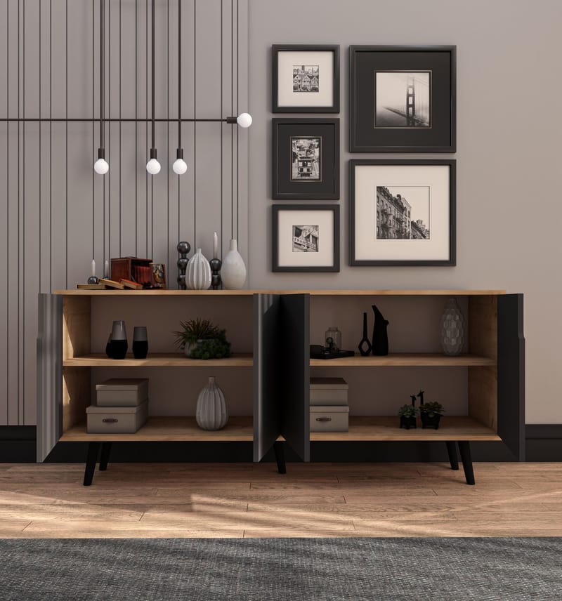 Latinara Konsolbord 180 cm - Sapphire Oak, Antracit - Förvaring - Förvaringsmöbler - Sideboard & skänk