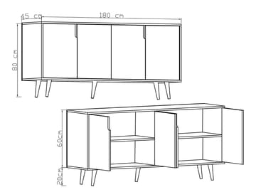 Latinara Konsolbord 180 cm - Sapphire Oak, Vit - Förvaring - Förvaringsmöbler - Sideboard & skänk