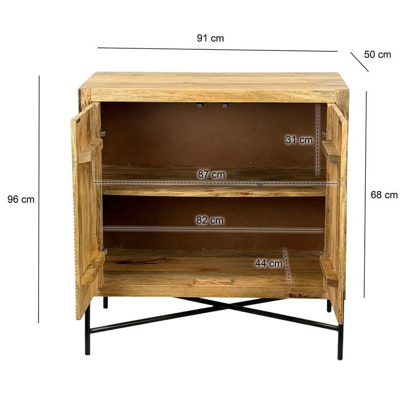 Livano Sideboard 91 cm 3D-mönster Industriell stil - varm ljusbrun och svart - Förvaring - Förvaringsmöbler - Sideboard & skänk