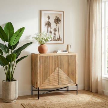 Livano Sideboard 91 cm 3D-mönster Industriell stil - varm ljusbrun och svart - Förvaring - Förvaringsmöbler - Sideboard & skänk