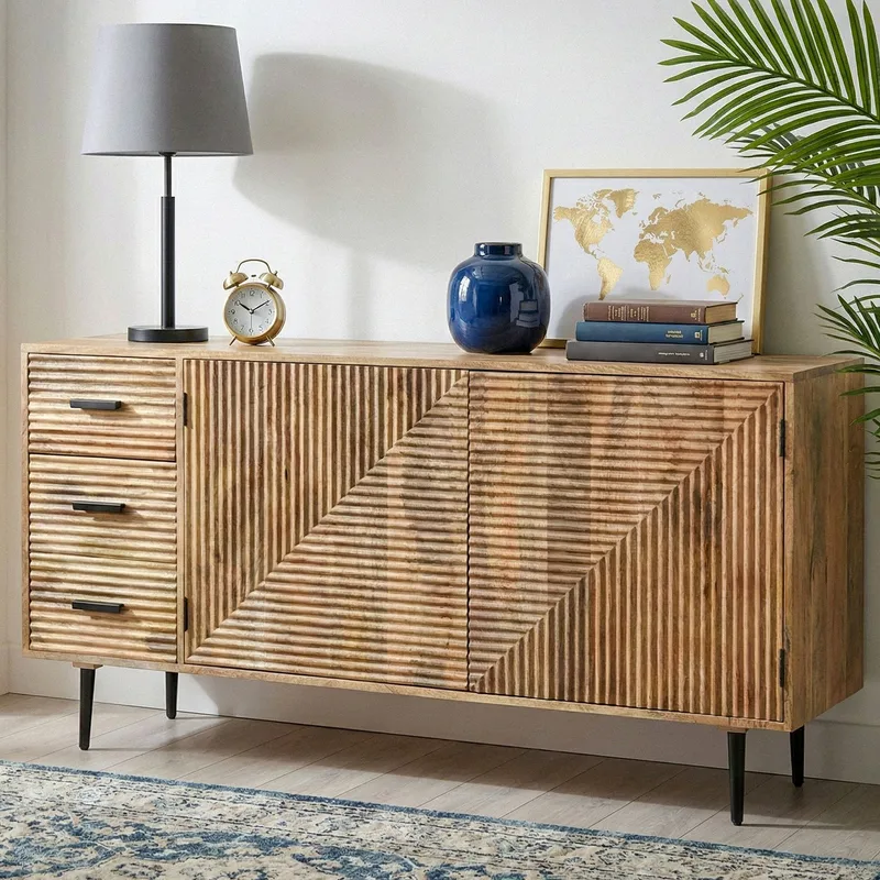 Livara Sideboard 160 cm Industriell stil - ljus naturbrun och svart - Förvaring - Förvaringsmöbler - Sideboard & skänk