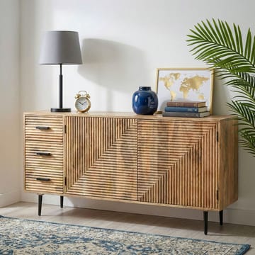 Livara Sideboard 160 cm Industriell stil - ljus naturbrun och svart - Förvaring - Förvaringsmöbler - Sideboard & skänk
