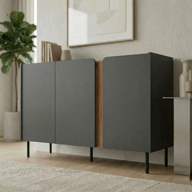 Lomar Konsol 150x82,9x40,5 cm - antracit naturlig ek svart - Förvaring - Förvaringsmöbler - Sideboard & skänk