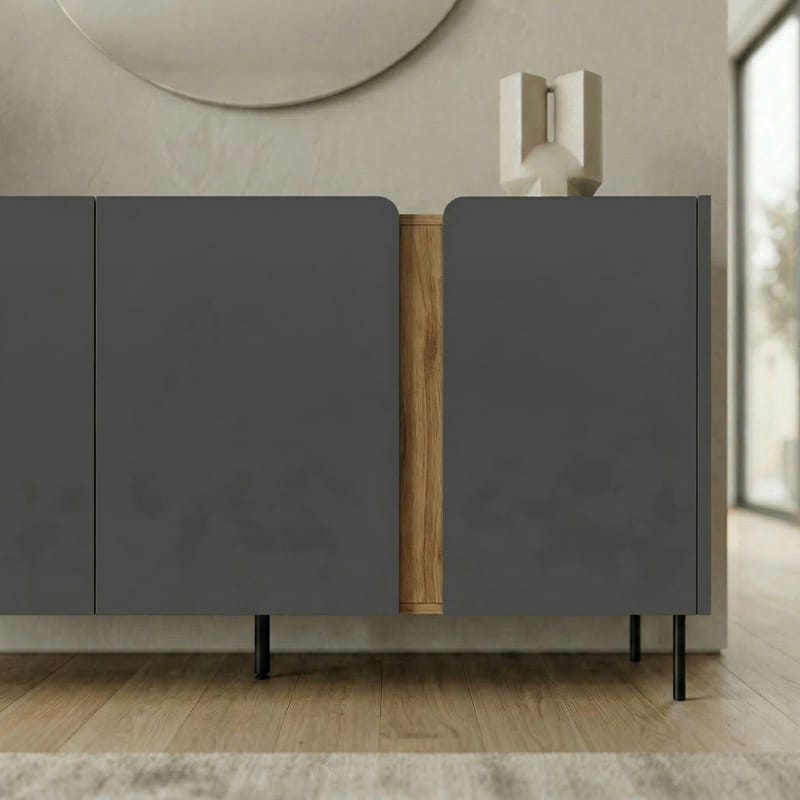 Lomar Konsol 150x82,9x40,5 cm - antracit naturlig ek svart - Förvaring - Förvaringsmöbler - Sideboard & skänk