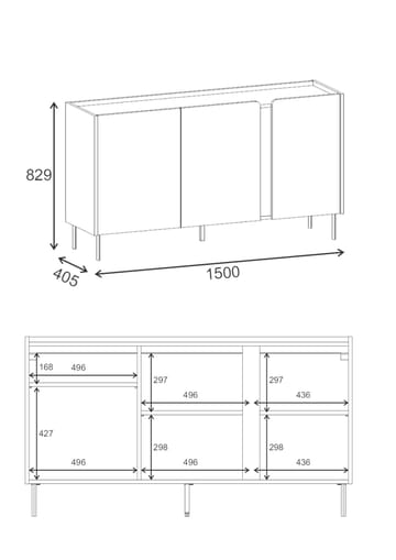 Lomar Konsol 150x82,9x40,5 cm - santsten naturlig ek - Förvaring - Förvaringsmöbler - Sideboard & skänk