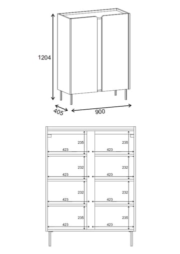Lomar Sideboard 90x120,4x40,5 cm - Antracit/Naturlig ek/Svart - Förvaring - Förvaringsmöbler - Sideboard & skänk
