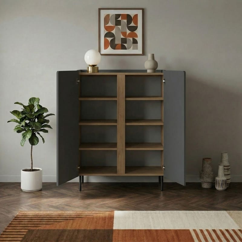 Lomar Sideboard 90x120,4x40,5 cm - Antracit/Naturlig ek/Svart - Förvaring - Förvaringsmöbler - Sideboard & skänk
