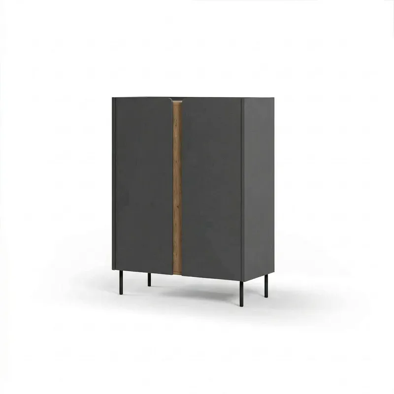 Lomar Sideboard 90x120,4x40,5 cm, Antracit/Naturlig ek/Svart