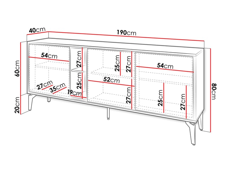 Lorvenn Skänk 190x40 cm - Brun/Svart - Förvaring - Förvaringsmöbler - Sideboard & skänk