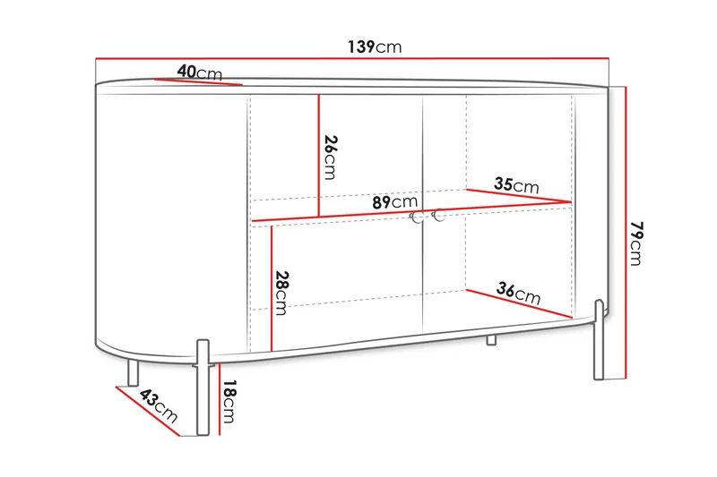 Maggio Skänk 139x43 cm - Beige - Förvaring - Förvaringsmöbler - Sideboard & skänk
