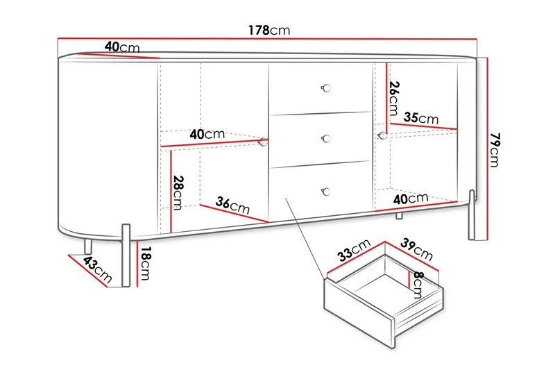 Maggio Skänk 178x43 cm - Beige - Förvaring - Förvaringsmöbler - Sideboard & skänk