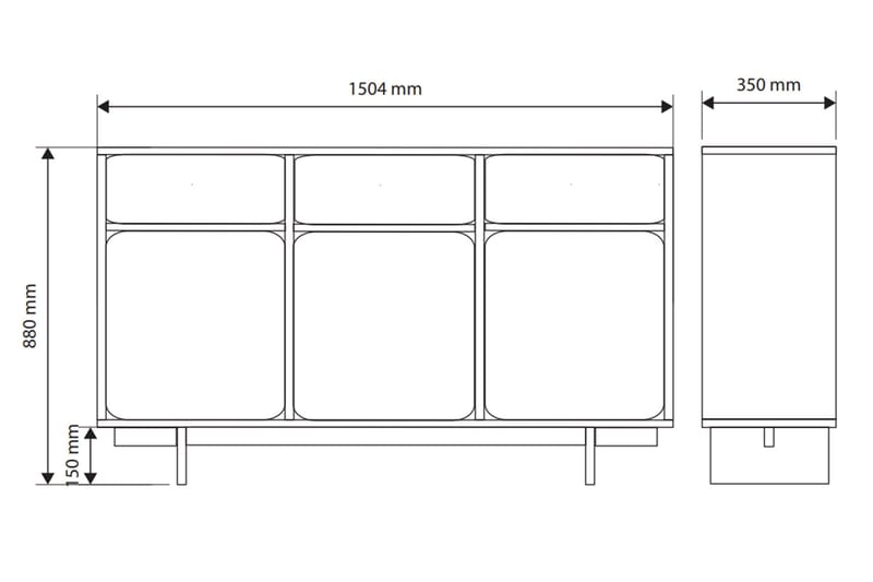 Marinport Byrå 150 cm - Beige - Förvaring - Förvaringsmöbler - Byrå