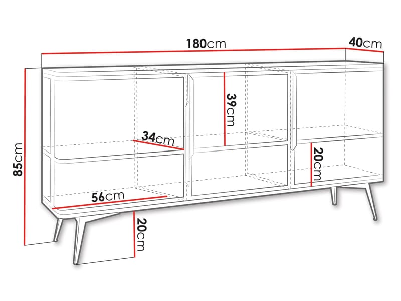 Mireva Skänk 180 cm - svart, guld - Förvaring - Förvaringsmöbler - Sideboard & skänk