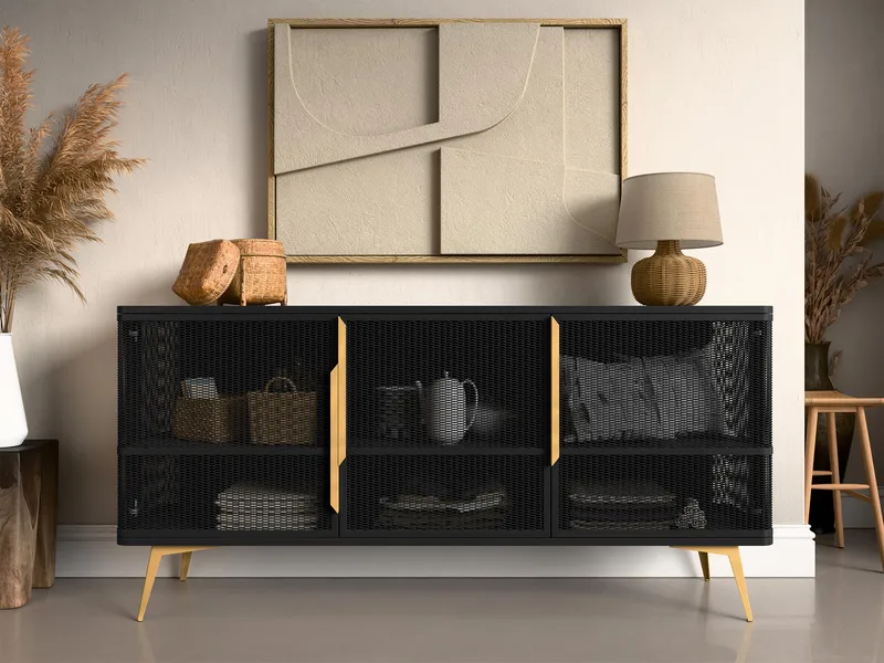 Mireva Skänk 180 cm - svart/guld - Förvaring - Förvaringsmöbler - Sideboard & skänk