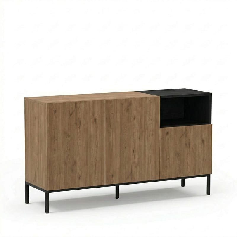 Morlen Konsol 140x80x41,8 cm - Natural Oak, Wood Black, Sandstone - Förvaring - Förvaringsmöbler - Sideboard & skänk