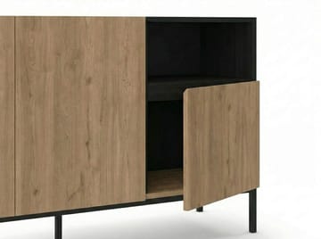 Morlen Konsol 140x80x41,8 cm - Natural Oak, Wood Black, Sandstone - Förvaring - Förvaringsmöbler - Sideboard & skänk